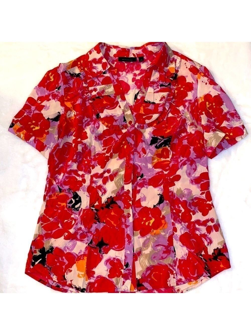 Semantiks Silk Button Down Floral Blouse